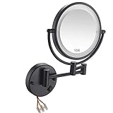 Wandmontierter LED-Schminkspiegel mit 10-facher Vergrößerung, 8-Zoll-Vergrößerungs-Badezimmerspiegel mit 17,3-Zoll-Verlängerung, verstellbarer doppelseitiger Spiegel for Badezimmer-Waschtisch, runde F