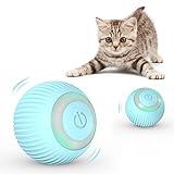 IOKHEIRA Katzenball mit LED-Licht, Elektrisch Zwei-Farben Katzenspielzeug Ball interaktives Spielzeug für Katzen, selbstdrehender 360-Grad-Ball, wiederaufladbares interaktives Ball (Dunkelgrün)