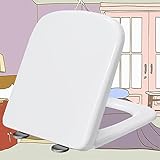 Absenkbarer Toilettendeckel Weiß Absenkautomatik Abnehmbare Klobrille mit Edelstahlbefestigung Einfache Montage Toilettensitz aus Duroplast,white-34 * 45cm