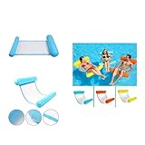 Premium Hängematte - Wasserhängematte - Luftmatratze - Badespielzeug - Strandspielzeug - Wasser Hänge Matte - Luft Matrtaze für Strand Camping Urlaub - Badeurlaub Zubehör - Pool - Poolzubehör (Blau)