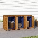 JUNZAI Gartenbox, Kissenbox Outdoor WassBerdicht, Auflagenbox, Aufbewahrungsbox, Terrassenschrank, Gartentruhe, Gartenkiste, Garten Aufbewahrung, 210x87x104 cm Massivholz Akazie