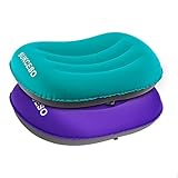 Camping Kissen 2er Set Ultraleicht Aufblasbares Kissen für Strand 90 g / Stück Wasserfest Komprimierbar Bequem Aufblasbar Kopfkissen Luftkissen Strandkissen für Outdoor Reisen, Wandern Blau Violett