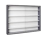 Inter Link Sammlervitrine Hängevitrine Wandregal Glasvitrine Wandvitrine Hängeregal Schaukasten in Grau und Weiss