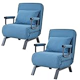LMYYDES 2pcs Schlafsessel,Sessel mit Schlaffunktion, Klappbarer Schlafsessel 3 in 1, Klappsessel aus Polyester Chaiselongue, Klappsessel, Sofabett, ideal für Schlafzimmer, Wohnzimmer,2pcsBlue