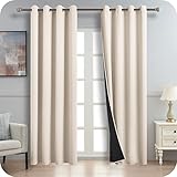 MRTREES Vorhang Blickdicht Vorhänge mit ösen verdunklungsvorhänge Blackout Curtain verdunklungsgardine gardinen Blickdicht 2er Set beige 240x140 cm (HxB)