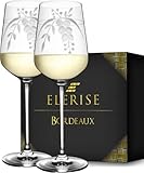 Elerise Bordeaux Kristallglas Weißweingläser 2er Set edle Gravur 480 ml Weingläser Set hochwertig