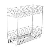 Glolaurge Ausziehbarer Schrank-Organizer, 17,8 cm B x 53,3 cm T, schmale Küchenschrank, Schubladen, herausziehbare Regale, Chrom