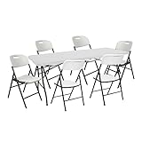 Faltbares Set Tisch 180 cm und 6 Stühle mit Griff Catering O91