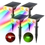 Linkind Farbig Solarlampe Dusk to Down Gartenleuchten Außen, Bunt Multicolor Licht-Sensor Solarleuchte, IP67 Wasserdicht Außenlatern zum Feiern, Weihnachten, StarRay Serie- 4er Pack