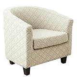 YOPOIY Jacquard Club Chair Schonbezug dehnen hoher Dehnung Sessel Abnehmbar Waschbar Polyester Loungesessel Cocktailsessel für Living Room Bar Counter Hotel -Nicht-gerade Weiss