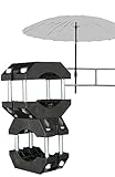 KD-TECH Sonnenschirmhalter aus hochwertigem Kunststoff für Balkongeländer Handlauf rund Schirme Sonnenschirmständer Schwarz