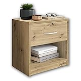 Stella Trading PEPE Nachttisch in Artisan Eiche Optik - Schlichter Nachtschrank mit einer Schublade passend zu jedem Bett & Schlafzimmer - 39 x 41 x 28 cm (B/H/T)