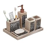 Badezimmer Set Badezimmer-Accessoires-Set Kreatives Badezimmer-Set im europäischen Stil Badezimmer-Ornament-Kit für Einweihungsgeschenk Badezimmer Zubehör (Color : A, Size : 6-Piece Set)