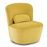 Meubletmoi Rundsessel, um 360 ° drehbar, aus weichem Stoff, gelb, mit Kissen – moderner Stil – Damien
