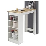 MOJITO Moderner Bartisch in Weiß, Artisan Eiche Optik - Platzsparende Theke für Küche & Esszimmer - 115 x 103 x 50 cm (B/H/T)
