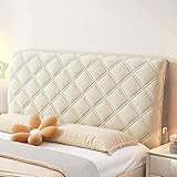ERNZI Verdickter Bett-Kopfteilbezug für Queen King Full Twin Cal King,gesteppter Bett-Kopfteilbezug aus Samt,staubdichter Schutzbezug mit Tasche(weiß,190 cm)