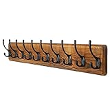 Dseap Garderobenleiste, 97cm lang hakenleiste garderobe holz mit 10 haken, garderobenhaken wand, wandgarderobe kleiderhaken für mantel kleidung hut jacken schals handtaschen,natur