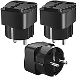 3 Stück Universal Reiseadapter Stecker, UK/USA/China auf EU Reiseadapter, Reisestecker Steckdosenadapter Weltweit, Universal Stecker auf 2 Pin Deutsch Adapter für Hause, Reise, Schwarz