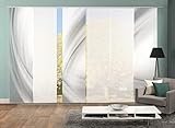 Vision S 96650 | 6er-Set Schiebegardinen UNO | halb-transparenter Stoff in Bambus-Optik | 6X 260x60 cm | Farbe:, Farbe:grau