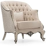 Casa Padrino Luxus Barock Wohnzimmer Sessel Creme/Silber/Antik Silber - Handgefertigter Barockstil Sessel mit dekorativem Kissen - Luxus Wohnzimmer Möbel im Barockstil - Barock Möbel