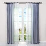 HongYa 2er-Pack Farbverlauf Gardinen Transparenter Voile Vorhänge Schals mit Kräuselband H/B 175/140 cm Grau