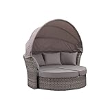 Liegeinsel Miami Wassergras Grau Strandliege Sonnenliege Sunlounger Gartenliege Liege Polyrattan