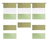 Decocompany Home Design Mini Flächenvorhang Set grün 2280-10 | 3 Teile | Scheibengardine Gesamtbreite 90cm (3x30cm) Höhe 80/60/80cm