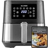 KLAMER Heißluftfritteuse XL 5,5l, Multifunktionale Heissluftfritteuse, ölfreie Fritteuse, 1700W Airfryer