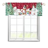 One Lover Weihnachtsbaum Schneemann Scheibengardinen Bistrogardine mit Stangendurchzug Kurzstore Gardine Elegant Küchenvorhang für Wohnzimmer Landhaus Multicolor 137x45cm,2 Stück