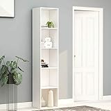 BULANED Bücherregal, Regal, Schrank, Regal, Bookshelf, Leiterregal, Standregal, Wandregal, Aktenregal, DVD Regal, Weiß 40x30x189 cm Spanplatte