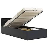 CIADAZ Stauraumbett Hydraulisch, Bettgestell, Bettrahmen, Polsterbett, Schlafzimmer Bett, Schlafzimmermöbel, Jugendbett, Schwarz Kunstleder 90×200 cm