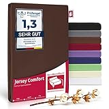 Spannbetttuch Spannbettlaken Premium Jersey Blickdicht aus 100% Baumwolle mit Sicherheitsnaht Braun 180-200x200 cm bis zu 35 cm auch für Boxspringbetten, Bettlaken