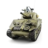 THj Amerikanisches M4A3 Sherman Panzermodell 1:16 2,4G RC Hochsimulations-Militärpanzermodell mit Sound-Rauch-Schießeffekt für Kinder Erwachsene