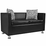 BULANED 2-Sitzer-Sofa, Tagesbett, Couch Mit Schlaffunktion, Couch für Wohnzimmer, Wohnzimmersofa, für Wohnungen, Bigsofas, Cauchsofa, Kunstleder Schwarz