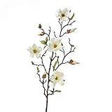 artplants.de Kunstblume Magnolienzweig LILO, 4 Blüten, Knospen, Creme - weiß, 75cm - Seidenblumen Magnolie - Kunstzweig