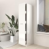 BULANED Apothekerschrank, Medikamentenschrank, Medizinschrank, Hausapotheke, Medikamenten Aufbewahrung, Arzneischrank, Hochglanz-Weiß 30x42,5x150 cm Spanplatte