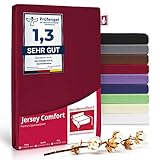 Spannbetttuch Spannbettlaken Premium Jersey Blickdicht aus 100% Baumwolle mit Sicherheitsnaht Bordeauxrot 180-200x200 cm bis zu 35 cm auch für Boxspringbetten, Bettlaken