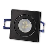 LED Einbaustrahler Schwarz - eckig 4W warmweiß 230V GU11 - IP44 für Bad, Außenbereich Ø40mm Bohrloch - Badezimmer Terrasse Einbau-Spot Decken-Strahler Deckeneinbaustrahler Deckenspot