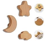 Kleiderhaken Kinder, Wandhaken, Haken Selbstklebend, Handtuchhaken, Garderobenhaken Holz, Dekorative Klebehaken aus Holz, Haken Ohne Bohren, Mehrzweckhaken Wall Mounted Hooks, Mützen, Handtaschen