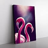 Big Box Art Zwei Flamingos Leinwandbild Kunstdruck fertig zum Aufhängen, gerahmtes Bild für Wohnzimmer Schlafzimmer Home Office Dekor, 50 x 35 cm