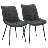 WOLTU® Esszimmerstühle BH247an-2 2er Set Küchenstuhl Polsterstuhl Wohnzimmerstuhl Sessel mit Rückenlehne, Sitzfläche aus Stoffbezug, Metallbeine, Anthrazit
