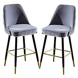 BbaUer Thekenhoher Hocker, gepolsterte Küchen-Esszimmerstühle, 2er-Set, armloser Hockerstuhl, Thekenhöhe-Barhocker mit Rückenlehnen für Esszimmer, Küche, Thekenbar, Frühstücks-Esshocker