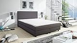 Kuechen-preisbombe Boxspringbett Boxbett Glenn 2 Hotelbett 140x200 Bonellfederkern Bett Topper grau