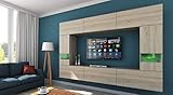 Furnitech Future C29 Schrankwand Wohnwand Möbel Wohnzimmer Wandschrank Mediawand mit Led Beleuchtung (LED RGB (16 Farben), C29/M/S4 1B)