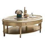 Kleiner Tisch Ovaler Couchtisch mit Tablett for Wohnzimmer, eleganter Couchtisch aus Holz mit Schublade und Regal, Vintage-Cocktailtisch Couchtisch Klein ( Color : B , Size : 100*65*48cm 1 drawers )
