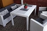 Dmora Giove, rechteckiger, Mehrzweck-Gartentisch in Rattan-Optik, 100% Made in Italy, 150 x 90 x 74 cm, Weiß