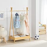 [en.casa] Garderobenständer Sola Kinderkleiderregal Jackenständer 126 x 73 x 42 cm Kleiderständer für Kinder aus Bambus für Kinderzimmer und Schlafzimmer