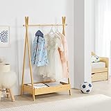 [en.casa] Garderobenständer Sola Kinderkleiderregal Jackenständer 126 x 73 x 42 cm Kleiderständer für Kinder aus Bambus für Kinderzimmer und Schlafzimmer