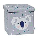 LOVE IT STORE IT Sitzhocker mit Stauraum - Hocker aus hochwertigem Stoff - Bequem und extra stabil - Grau mit Koala - 35x35x35 cm