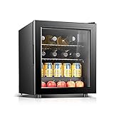Samnuerly Kleiner Weinschrank, freistehender, leiser Einzonen-Kühlschrank, Glastür und Thermostatsystem
